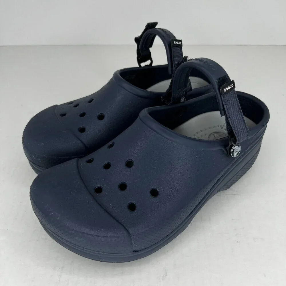 Crocs Unisex Navy Blue Solid Slip On Strap Waterproof Size M9 W11 Clogs
